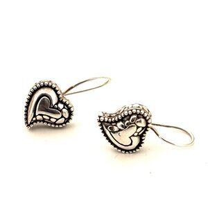 925 Sterling Silver Sarda heart shaped dangle earrings